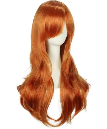 Colorful Panda 28 Inch Long Curly Full Hair Wig with Side Bangs for Women - Ginger Orange | Anime Cosplay Halloween Costume Party - Buy Online on GoSupps.com