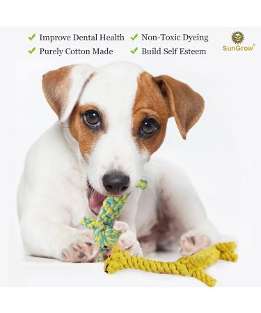 SunGrow Cotton Rope Knot Puppy Toys for Small Breeds - Durable & Handwoven Chew Items for Healthy Teeth and Gums - 2 Piece Set (Giraffe and Dog) - Buy Online on GoSupps.com
