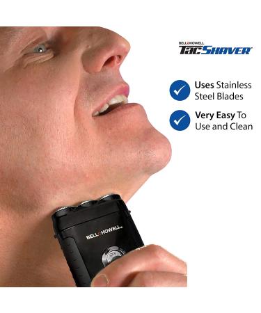 Deluxe Bell+Howell Tacshaver 3D Rechargeable Rotary Shaver for Men - Waterproof, Portable, Cordless Electric Razor with Pop-up Trimmer for Sideburns, Moustache & Beard - As Seen On TV - Buy Online on GoSupps.com