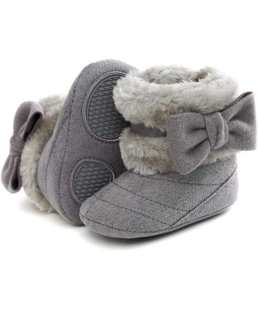 Yinuoday Winter Baby Girls Snow Boots - Warm Prewalker Newborn Shoes, Anti-Slip Infant Gray (6-12 Months) - Buy Online on GoSupps.com