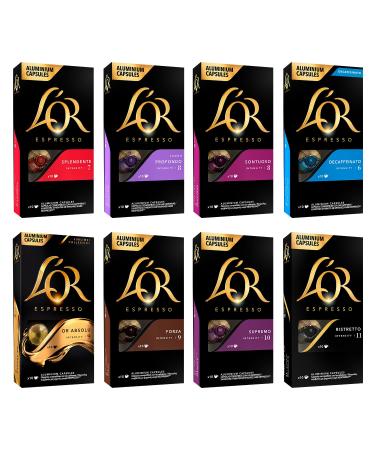 L'OR L'OR L'Or Espresso Coffee 80 capsules assortment of 8 varieties - Nespresso compatible* (pack of 8 x 10) (Packaging may vary)