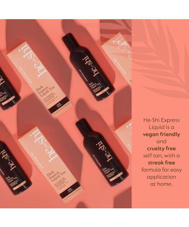 He-Shi Self Tan Express Instant Fake Tan Liquid Dark Natural Liquid Tan Lotion - Quick Dry Formula with No False Tan Smell - Vegan & Cruelty Free - Dark Bronzing Glow (150ml) - Buy Online on GoSupps.com