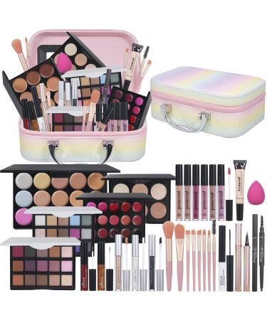 All In On Makeup Kit Makeup Set For Teens Women Girl and Beginners Includes Eyeshadow Concealer Palette Lip Gloss Set Lipstick Eye Pencil Makeup Brushes