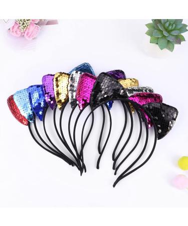 FRCOLOR 8 Pieces Sequin Cat Ears Headbands Reversible Shiny Sequin Hair Hoops Bling Hairband Hair Accessories for Women Girls - Buy Online on GoSupps.com