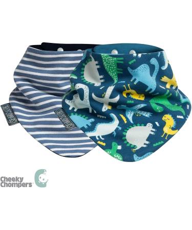 Cheeky Chompers Neckerchew and Neckerbib Bundle - Teething Bibs for Toddlers and Babies - Bandana Style - Baby Bib Gift Set - 4 Dribble Bibs - Preppy Stripes & Baby Dino - Buy Online on GoSupps.com