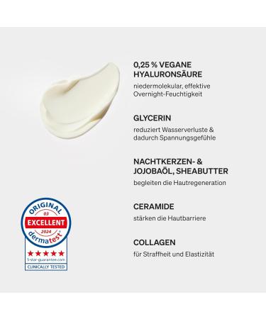Night Care 50ml Moisturizer - Natural Anti-Aging Night Cream with Hyaluron Glycerin & Ceramides | Regeneration & Moisture | Perfume-Free - Buy Online on GoSupps.com