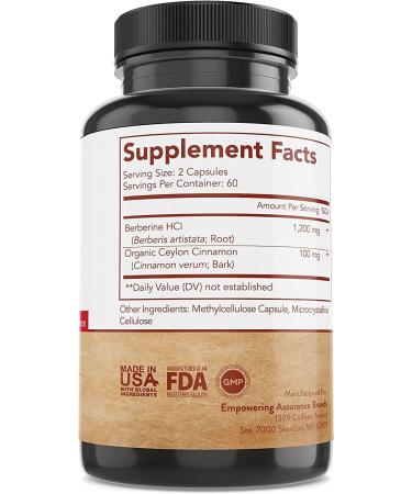 Earth's Codes Premium Berberine 1200mg Capsules | Enhanced with Organic Ceylon Cinnamon | Supports Glucose Metabolism & Immune System | Vegan Friendly - 120 Pills - Buy Online on GoSupps.com