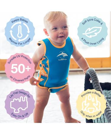 Konfidence Babywarma Boys Wetsuit 6-12 Months - 2mm Neoprene Baby Swimming Costume with 50+ UV Protection - Clownfish Design - Buy Online on GoSupps.com