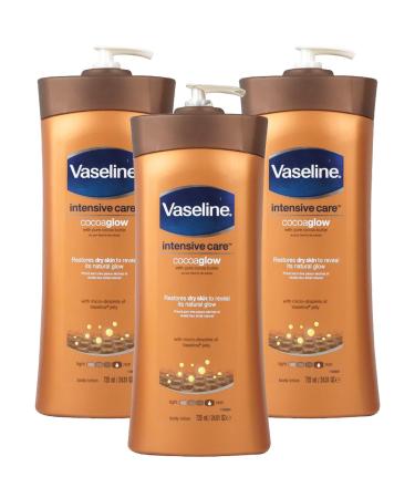Vaseline Intensive Care Body Lotion - Cocoa Glow - 24.5 Fl Oz (725 mL) Per Bottle - Pack of 3 Bottles