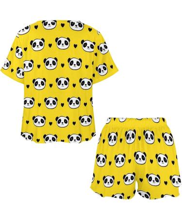 Cute Panda Bear Women's Pajama Set - Short Sleeve Lounge Shirt and Shorts Sleepwear 4X-Large - Buy Online on GoSupps.com
