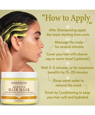Natural Riches Keratin Hair Mask - 16 oz - Restores & Strengthens Dry, Damaged Hair - Keratin Treatment Mask for Hair - Buy Online on GoSupps.com