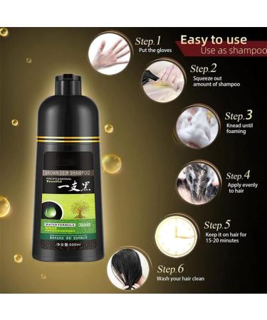 Herbal Shampoo Korea Yaguan Black Hair Shampoo Hair Dye Effective White Hair Turns To Black Instant Black Hair Shampoo for Women Men Lasts 30 Days (1PC- Brown) - Buy Online on GoSupps.com