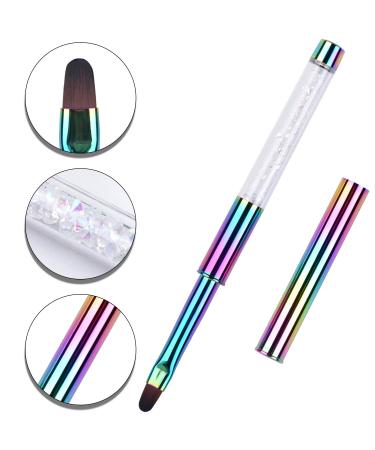 Ycyan Oval UV Gel Nail Brush Size 8 Rhinestone Handle | Professional Multi-colored Nail Art Tool - Buy Online on GoSupps.com