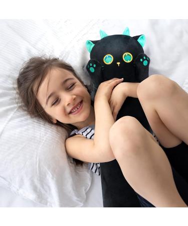 Mewaii 20in Long Cat Plush Pillow Stuffed Animal Squishy - Big Green Eyes, Sleeping Hugging Soft Toy for Kids (Black) - Buy Online on GoSupps.com