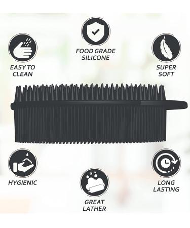 Avilana Exfoliating Silicone Body Scrubber & Scalp Massager - 2 in 1 Bath Brush, Easy to Clean, Hygienic & Long Lasting - Black - Buy Online on GoSupps.com