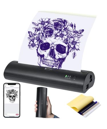 Atelics Cordless Tattoo Transfer Stencil Printer  with 10Pcs Transfer Paper  Portable Tattoo Transfer Thermal Copier Machine for Temporary and Permanent  Compatible for iOS Phone Black
