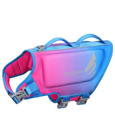 Vivaglory Light lifeguard for dogs pets lifesaver skin-friendly neoprene for large dogs dog swimming vest with D-ring & quick lock pink blue XL: 71-84cm (chest circumference) pink blue - Buy Online on GoSupps.com