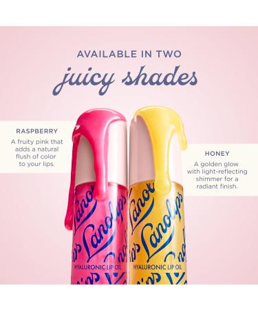 Lanolips Hydrating Lip Oil Duo Gift Set - Plumping Lip Gloss in Honey & Raspberry - Infused with Lanolin Oil Hyaluronic Acid & Vitamin E - Non-Sticky Glossy Finish (2 Pieces) - Buy Online on GoSupps.com