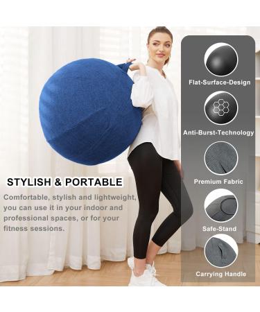 Fabric Covered Exercise Ball Chair for Home Office, Pregnancy, Yoga - Blue - Buy Online on GoSupps.com