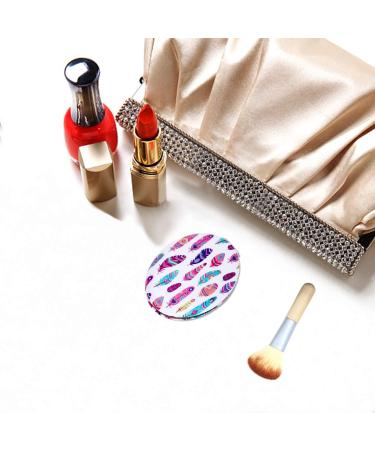 YTZJ Shatterproof Compact Mirror for Travel, Double-Sided Oval Makeup Mirror with Distortion-Free Feather Pattern - Perfect for Women and Girls - Buy Online on GoSupps.com