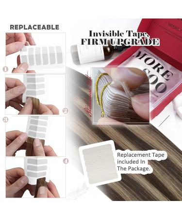 Moresoo Invisible Tape Extensions - Real Hair Dark Brown Ombre 45cm | Premium Tape-in Hair Extensions 50g - Buy Online on GoSupps.com