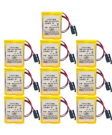 (10-Pack) 6V BR-AGCF2W 2200mAh/A98L-0031-0011 PLC Replacement Battery for FANUC with Black Plug