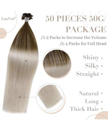 LAAVOO U Tips Extensions - Real Hair Balayage Brown & Light Brown Ombre #8/59 - Pre Bonded Keratin Extensions 50 Strands 35cm - Buy Online on GoSupps.com