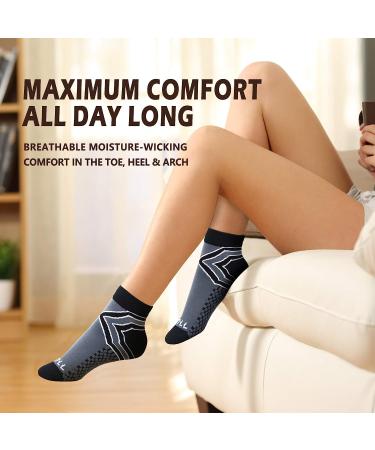 NEWZILL Cushioned Ankle Compression Socks for Men & Women - Low Cut Running Socks with Ankle Support (Large, Black/Grey) - Buy Online on GoSupps.com