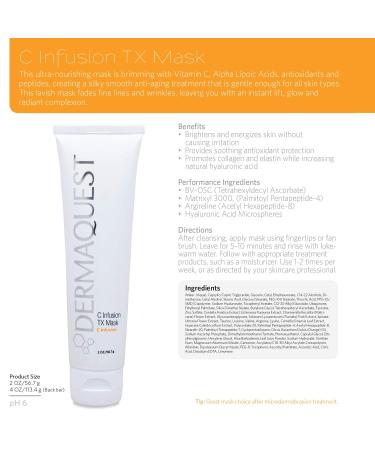 DermaQuest C Infusion TX Anti-Aging Vitamin C Face Mask - Brightening Energizing & Pore Minimizing - 2oz for Men & Women | Shop Internationally - Buy Online on GoSupps.com