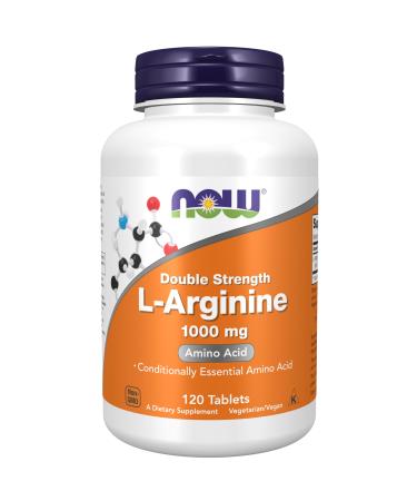 Now Foods Double Strength L-Arginine 1.000mg 120 Vegan Tablets Amino Acid Lab-Tested Gluten Free Soy Free GMO Free