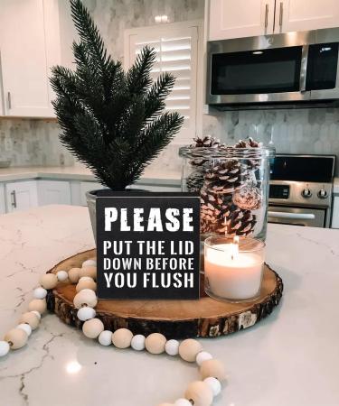 Rustic Bathroom Decor: Funny 'Put The Lid Down Before You Flush' Toilet Sign, Black Wooden Box Wall Art (6x6 Inch) - Buy Online on GoSupps.com