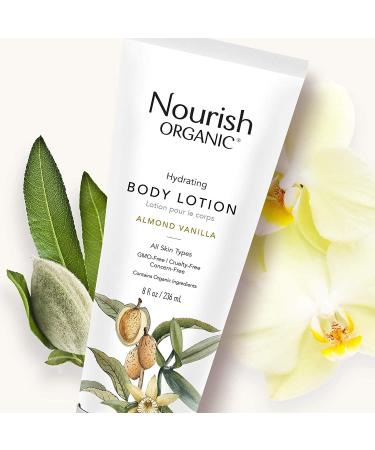 Nourish Organic Hydrating Body Lotion - Almond Vanilla | GMO-Free, Cruelty Free, 100% Vegan (8oz) - Buy Online on GoSupps.com