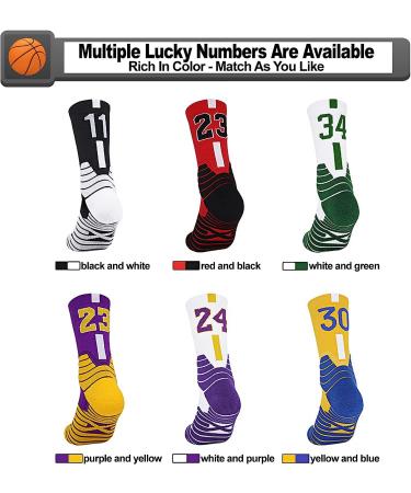 HMWIWAR Basketball Socks for Men & Boys - 2 Pairs, Lucky Number Sports Star Socks - #30 - Child & Adult Sizes 1.5-5.5 - Buy Online on GoSupps.com
