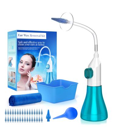 WEUANY Ear Wax Removal, Ear Cleaner, Earwax Removal Kit, Manual Ear Irrigation Flushing System, Ear Cleaning Kit, Safe and Effective to Clean Ear Built Up Wax Green