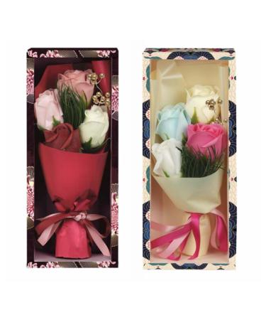Emanuela Biffoli Emanuela Biffoli - Bouquet of Soap Flowers with 4 Roses Water Lily and Green Tea/Lotus Flowers and Matcha Tea 1 box 30g