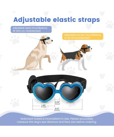 UV Protective Dog Sunglasses - Windproof Adjustable Heart Shape Waterproof for Small Dogs - Blue - Buy Online on GoSupps.com