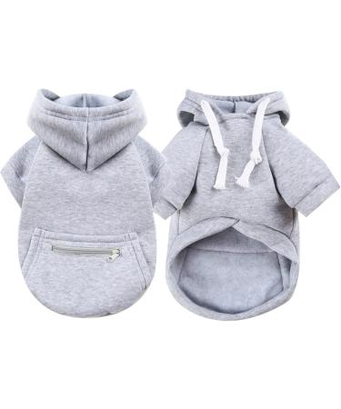Waterproof Winter Dog Coat & Hoodie - Warm Jacket for Small Dogs | Fleece Puppy Sweater with Bag - XS Gray - Buy Online on GoSupps.com