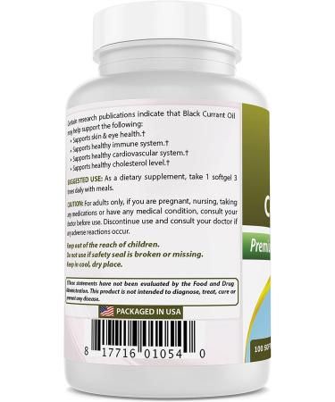 Best Naturals Black Currant Oil 1000mg Double Strength - 100 Softgels (Pack of 2) | Pure & Natural Supplement - Buy Online on GoSupps.com