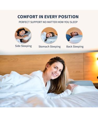 Memory Foam Cervical Pillow for Neck and Shoulder Pain Relief | Orthopedic Contour Pillow with Cooling Pillowcase | Support for Side, Back, Stomach Sleeper | White & Grey - Buy Online on GoSupps.com