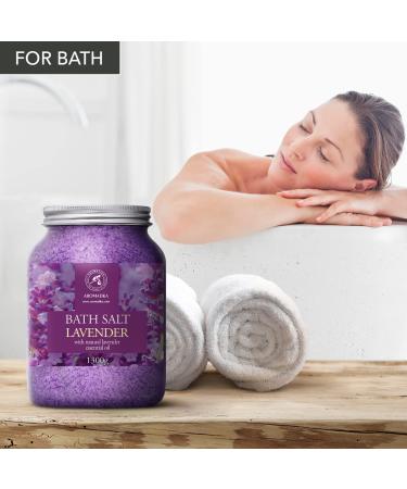 Sea Salt Lavender Bath Salts with Natural Lavender Essential Oil - 46 Oz (1300g) - Promotes Good Sleep, Stress Relief, and Beauty - Relaxing Body Care - 2.86 Pound Pack - Lavanda Salt - Buy Online on GoSupps.com