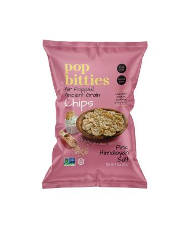 Pop Bitties Ancient Grain Chips - Whole Grains, Gluten Free, Vegan - Popped Sorghum, Quinoa, Brown Rice, Chia (Pink Himalayan Salt Flavor) Allergen Friendly, Non-GMO