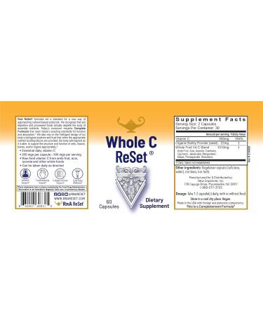 RnA ReSet Whole C Reset Vita-C Fruit Blend with Bioflavonoids & Polyphenols Organic Vitamin C Complex Immune Support (60 Capsules) - Buy Online on GoSupps.com