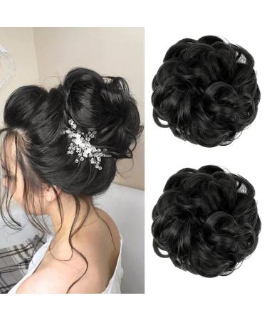 Jjstar 2 piece of hair part with rubber band dutt hair part lured hair tie with hair updos hair extension messy bun hair parts for women girls ponytail black - Buy Online on GoSupps.com