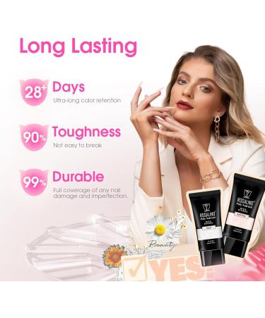 ROSALIND Poligel for Nail Extension 60 ml x 2 Transparent & Soft Pink UV LED Quick Construction Poly Nail Gel for Beginners  - Buy Online on GoSupps.com