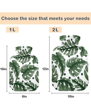 NAANLE Palm Leaf Polka Dot Hot Water Bottle 1L Transparent Cover for Menstrual Cramps Pain Relief & Heat Therapy | International Shipping - Buy Online on GoSupps.com