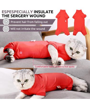 SUNFURA Cat Surgery Recovery Suit | Neuter/Spay Surgical Onesie for Cats | Anti-Licking Protection | Pink/Red (S Small) - Buy Online on GoSupps.com
