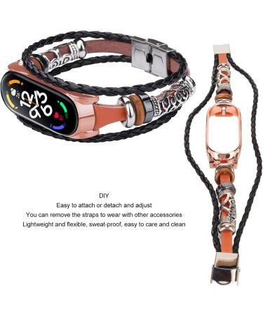 Watch Wrist Strap Stylish Artificial Leather Metal Buckle Easy to Install Adjustable Retro Replacement Watch Strap for Smart Watch (Brown and Gold) - Buy Online on GoSupps.com
