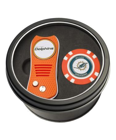 Team Golf NFL Gift Set Switchblade Divot Tool & Chip, Includes 2 Double-Sided Enamel Ball Markers, Patented Design, Less Damage to Greens, Switchblade Mechanism Miami Dolphins One Size Multi Team Color