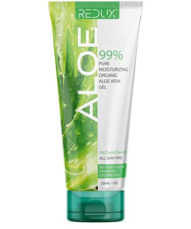 Redux Aloe Vera - Moisturizing Organic Aloe Vera Gel for Face  Body  Hair - After Sun Care - Aloe Gel for Sunburn and Acne - No Clumping or Pulp - Non Sticky (Pack of 1)