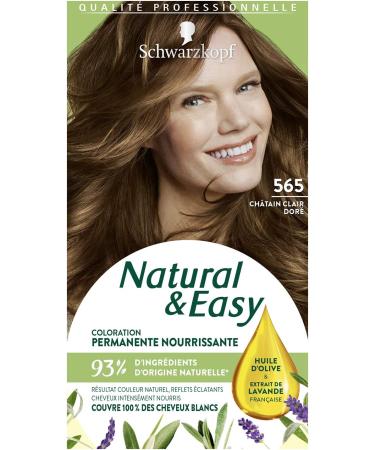 Schwarzkopf - Natural & Easy - Natural Permanent Hair Color - Olive Oil and Lavender Extract - 93% Natural Ingredients - Light Golden Brown 565 - Buy Online on GoSupps.com